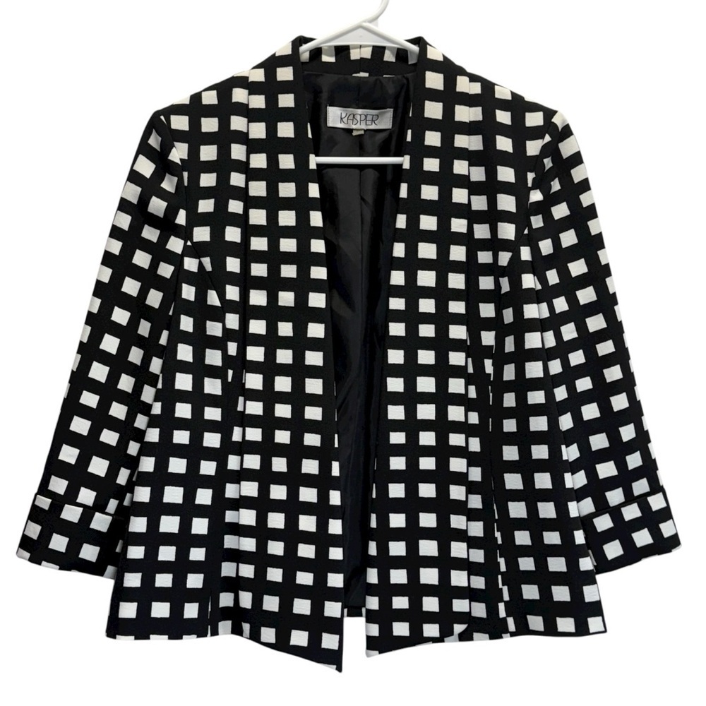 Kasper Women's Black and White Grid Blazer. Size 8P - Picture 9 of 9
